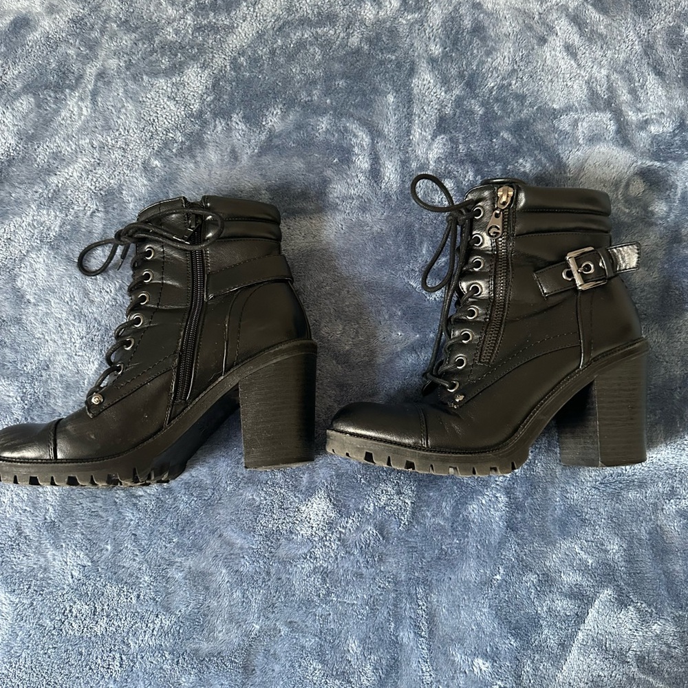 Black Lace-Up Ankle Boots